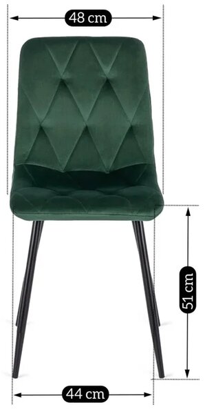 Zestaw Stół Okrągły LAUREN 80 cm Dąb Złoty/Czarny i 4 Krzesła ROBIN Zielone