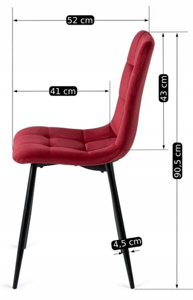 Zestaw Stół Okrągły LAUREN 80 cm Dąb Rustykalny/Czarny i 4 Krzesła PERU Bordowe