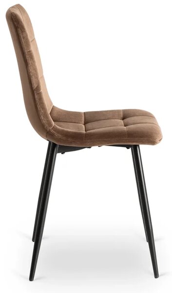 Zestaw Stół Okrągły LAUREN 80 cm Dąb Rustykalny/Czarny i 4 Krzesła PERU Brązowe