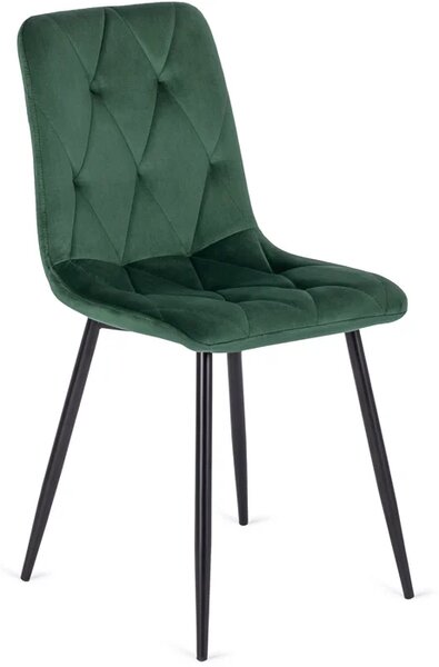 Zestaw Stół Okrągły LAUREN 80 cm Dąb Złoty/Czarny i 4 Krzesła ROBIN Zielone