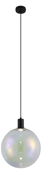Designerska lampa wisząca czarna ze szkłem tęczowym 35 cm - Mallon