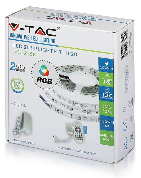 Taśma LED V-TAC Zestaw Taśma Zasilacz Pilot Sterownik RGB 1000lm