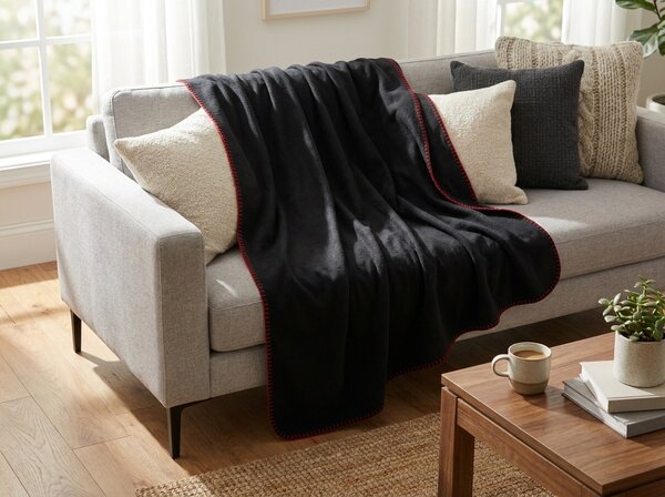 Koc polarowy MELVIRA DUO, czarny Rozmiar: 150 x 200 cm