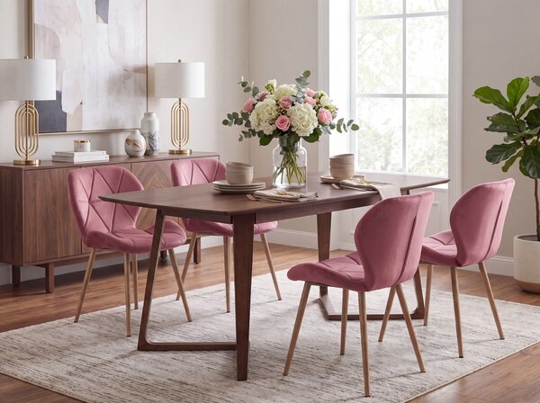 Krzesło jadalniane MANGO VELVET, ciemnoróżowe