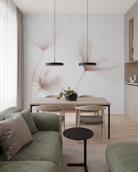 Fototapety Powietrzne beżowe kwiaty w minimalistycznym, jasnym stylu, Fototapety Kwiaty, w09734 : Uwalls.pl