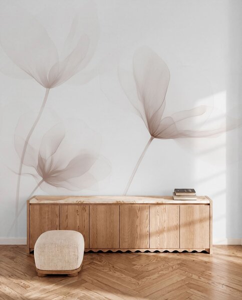 Fototapety Powietrzne beżowe kwiaty w minimalistycznym, jasnym stylu, Fototapety Kwiaty, w09734 : Uwalls.pl