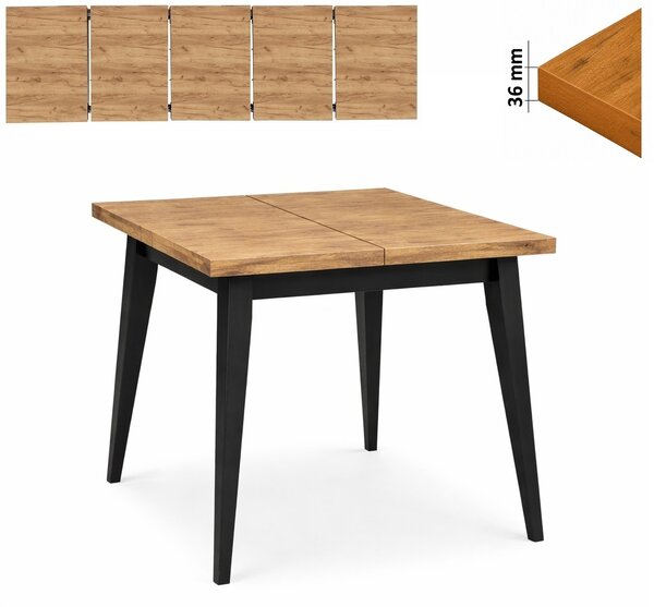 Stół 100x100/250 cm kwadratowy rozkładany, blat 3,6 cm, nogi Drewniane „ Trapezowe ” I ArtDHome