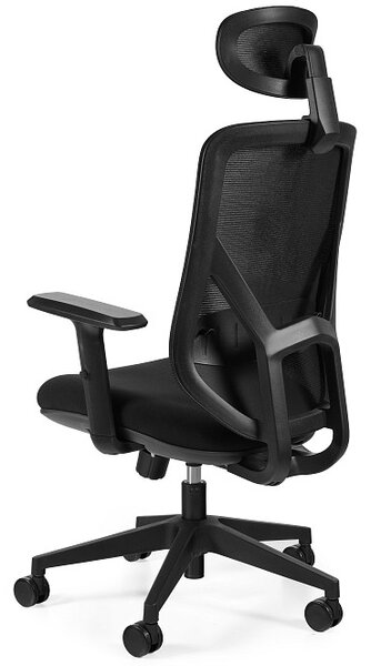 Czarne krzesło biurowe Hit ergonomiczne, zgodne z normą BHP