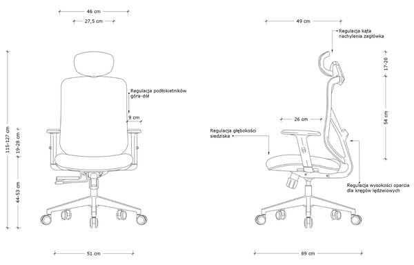 Czarne krzesło biurowe Hit ergonomiczne, zgodne z normą BHP