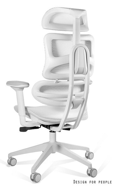 Ergonomiczny fotel do biura Ergotech biały, zgodny z normą BHP