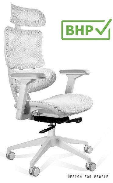 Ergonomiczny fotel do biura Ergotech biały, zgodny z normą BHP