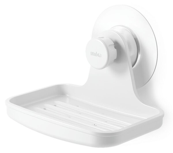Biała mydelniczka bez wiercenia z plastiku z recyklingu Flex – Umbra