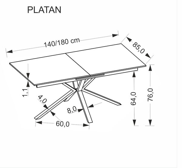 Stół do jadalni ze spiekiem na blacie Platan Halmar