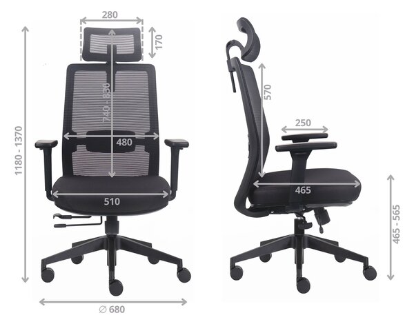Ergonomiczny fotel biurowy siatkowy Prospero, zgodny z normą BHP