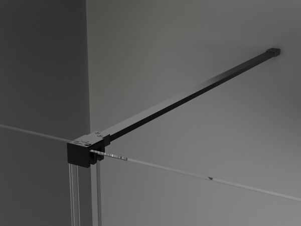 Mexen Velar ścianka prysznicowa rozsuwana Walk-in 140 x 200 cm, szron 8 mm, czarna - 871-140-000-33-70