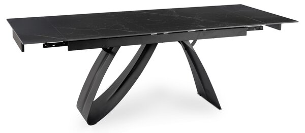 Ceramiczny stół z funkcją rozkładania Devon 160-220 cm, czarny marmur/czarny
