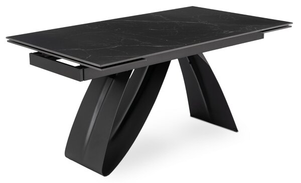 Ceramiczny stół z funkcją rozkładania Devon 160-220 cm, czarny marmur/czarny
