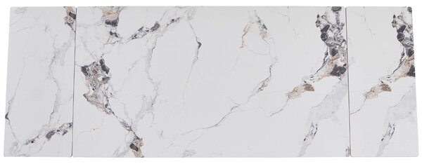 Rozkładany stół z ceramicznym blatem Luigi 160-240 cm, biały marmur/czarny