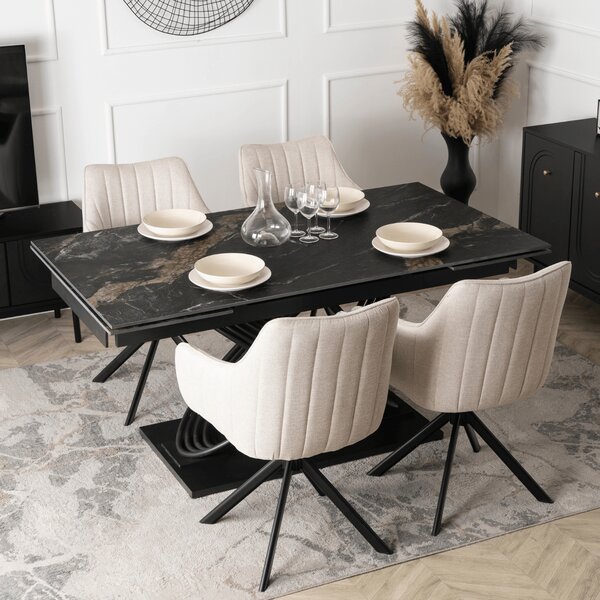 Rozkładany stół ceramiczny Ibiza 160-240 cm, czarny marmur