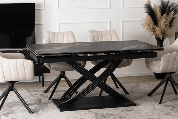 Rozkładany stół ceramiczny Ibiza 160-240 cm, czarny marmur