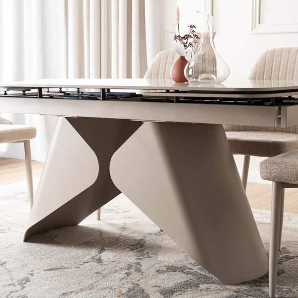Ceramiczny stół z rozkładanym blatem Verona 160-240 cm, biały marmur/kaszmir
