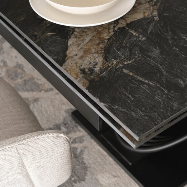 Rozkładany stół ceramiczny Ibiza 160-240 cm, czarny marmur