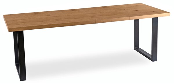 Rozkładany stół industrialny na płozach Tomas 130-230 cm, dąb złoty/czarny