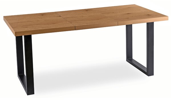 Rozkładany stół industrialny na płozach Tomas 130-230 cm, dąb złoty/czarny