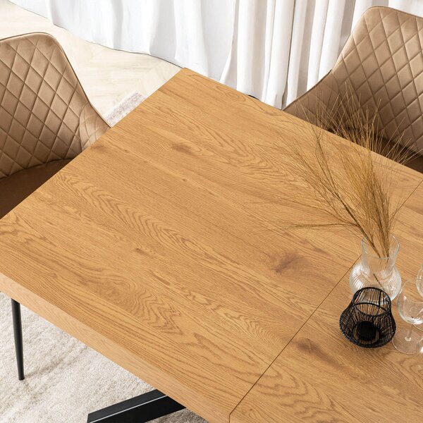 Industrialny stół rozkładany Hampton 160-240 cm, kolor dąb złoty/czarny