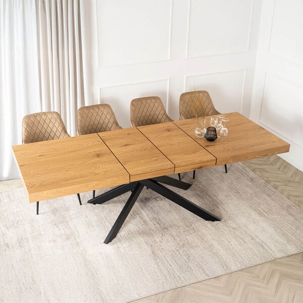 Industrialny stół rozkładany Hampton 160-240 cm, kolor dąb złoty/czarny