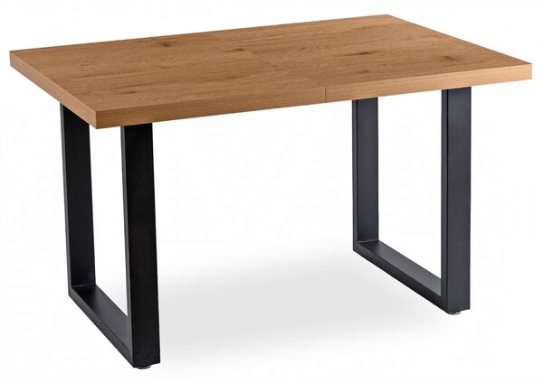Rozkładany stół industrialny na płozach Tomas 130-230 cm, dąb złoty/czarny