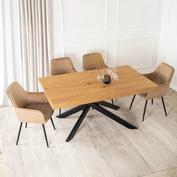 Industrialny stół rozkładany Hampton 160-240 cm, kolor dąb złoty/czarny
