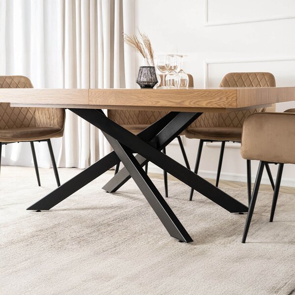 Industrialny stół rozkładany Hampton 160-240 cm, kolor dąb złoty/czarny