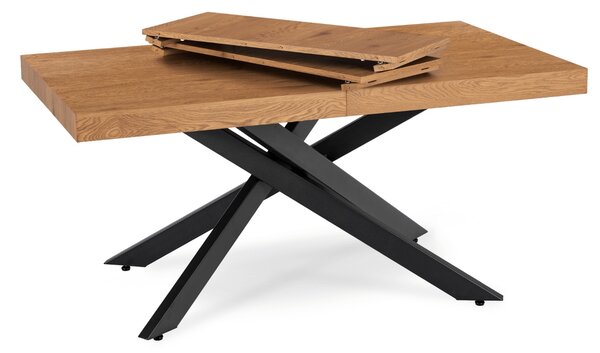 Industrialny stół rozkładany Hampton 160-240 cm, kolor dąb złoty/czarny