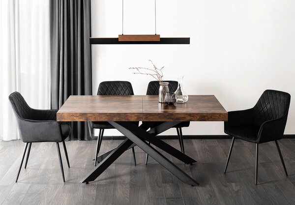 Industrialny stół rozkładany Hampton 160-240 cm, kolor dąb rustykalny/czarny