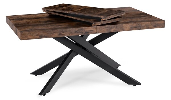 Industrialny stół rozkładany Hampton 160-240 cm, kolor dąb rustykalny/czarny