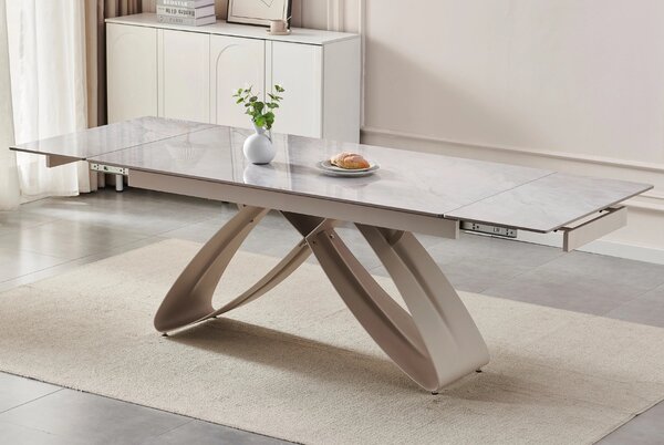 Rozkładany stół z ceramicznym blatem Luigi 160-240 cm, szary marmur/kaszmir