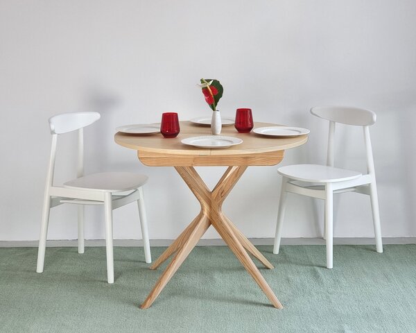 Okrągły stół fornirowany Jubi 90 cm rozsuwany do 130 cm