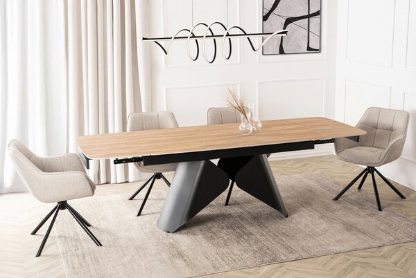 Ceramiczny stół z rozkładanym blatem Verona 160-240 cm, dąb/czarny