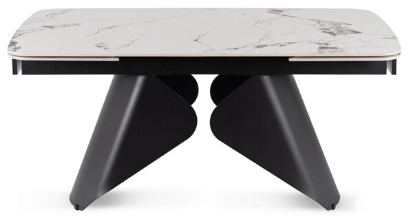 Ceramiczny stół z rozkładanym blatem Verona 160-240 cm, biały marmur/czarny