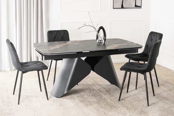 Ceramiczny stół z rozkładanym blatem Verona 160-240 cm, czarny marmur/czarny