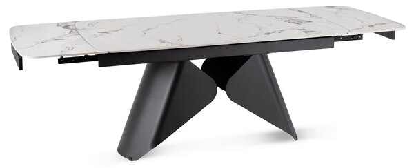 Ceramiczny stół z rozkładanym blatem Verona 160-240 cm, biały marmur/czarny