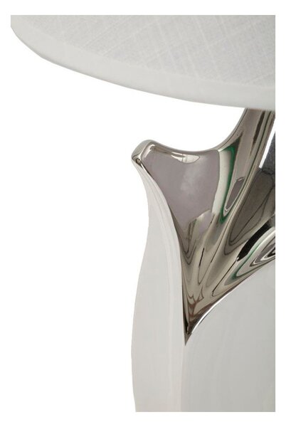 Biała/w kolorze srebra lampa stołowa ceramiczna z tekstylnym kloszem (wysokość 51 cm) Shiney – Mauro Ferretti