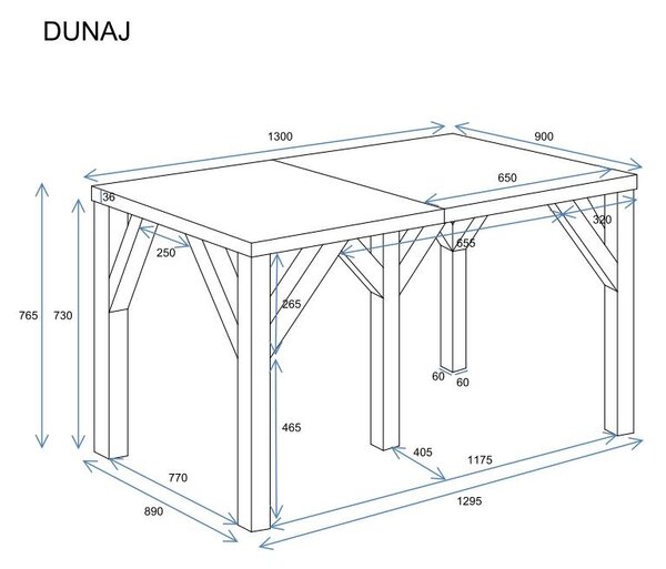 Stół Dunaj 350 rozkładany od 130 do 350 cm kaszmir