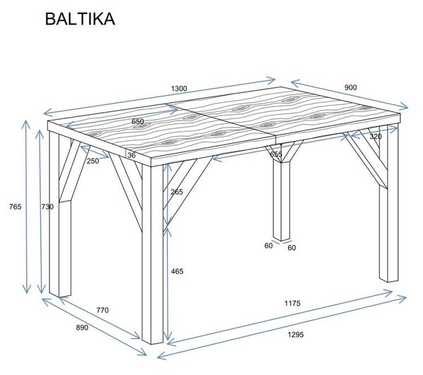 Stół Baltika 185 rozkładany od 130 do 185 cm kaszmir