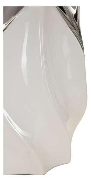 Biała/w kolorze srebra lampa stołowa ceramiczna z tekstylnym kloszem (wysokość 51 cm) Shiney – Mauro Ferretti