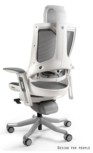 Fotel ergonomiczny Wau 2 biało - grafitowy, zgodny z normą BHP