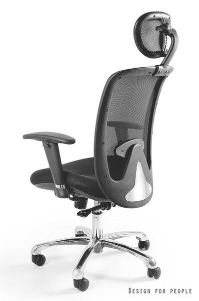 Ergonomiczny fotel biurowy Expander, czarna tkanina, zgodny z normą BHP
