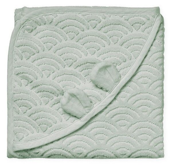 Miętowy ręcznik dziecięcy z kapturem z bawełny organicznej 80x80 cm Dusty Green – Cam Cam Copenhagen