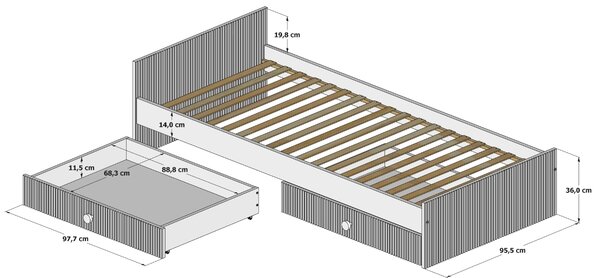 Łóżko 200x90 Cozy LOFT - Kaszmir